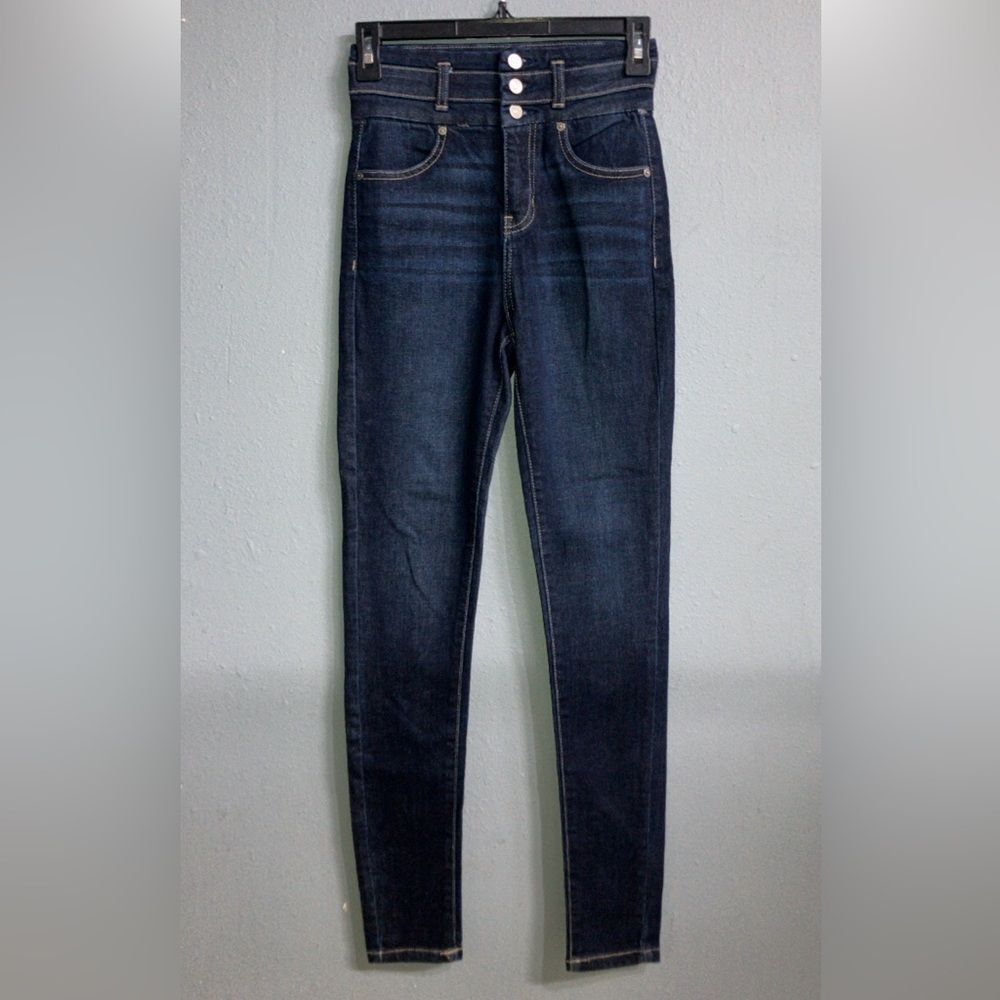 Kancan dark wash button non distressed skinny jeans size 1/24 731